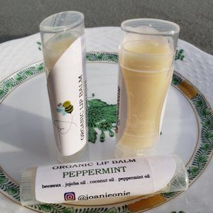 3 Lip Balms Organic PEPPERMINT Hand Crafted NWT